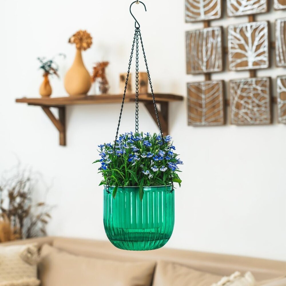 2 Pack Self Watering Hanging Planters Indoor Flower Pots, 6.5 Inch Outdoor Hangi - Picture 4 of 9